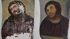 Ecce Homo before and after Dona Cecilia's intervention