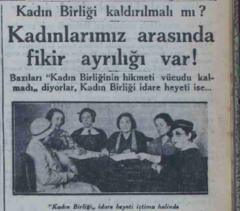 Kadınlar Birliği gazete küpürü