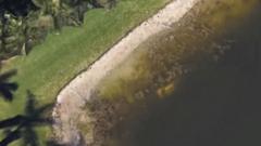 What appears to be a silver car submerged in the pond can still be viewed on Google Maps