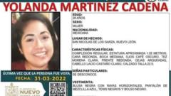 Volante sobre la desaparición de Yolanda Martínez.