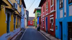 Getty Images Colourful homes in the Fontainhas district in Goa which was a former Portuguese colony. 
