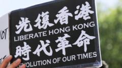 Close up of Liberate Hong Kong sign