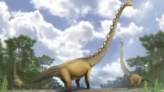 An artist impression of a new dinosaur discovered in Thailand.