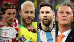 Luka Modric, Neymar, Lionel Messi and Louis van Gaal