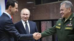 Suriye Devlet Başkanı Beşar Esad, Rusya Devlet Başkanı Vladimir Putin ve Rusya Savunma Bakanı Sergey Şoygu