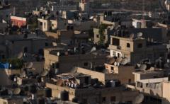 A file photo showing a view of the rooftops and buildings of Jalazone refugee camp