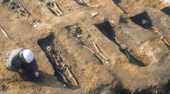 Des restes humains provenant des fosses de peste de Londres.