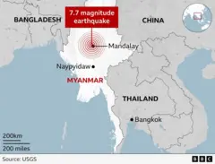 A map showing where the earthquake hit
