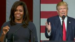 Michelle Obama and Donald Trump give speeches