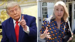President Trump on the left and Sarah Smith, BBC's North America editor on the right