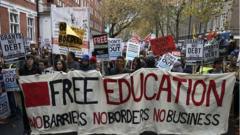 Students protest against tuition fees - BBC News