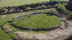 Stone circle marked out by people at Castilly Henge, Bodmin