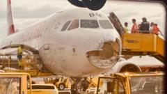 Austria Airlines plane suffers severe damage in hailstorm