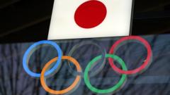 Japan flag and Olympic rings