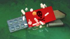 Illustrated abstract image of fake medication