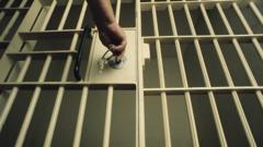 Mão fechando as grades de uma prisão