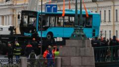 Three dead after bus falls into river in St Petersburg