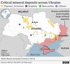 A card that shows mineral deposits in Ukraine