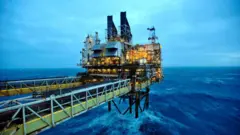 A general view of the BP ETAP (Eastern Trough Area Project) oil platform in the North Sea on February 24, 2014, around 100 miles east of Aberdeen, Scotland.