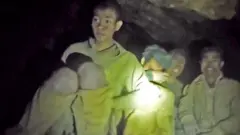Suvivors inside cave