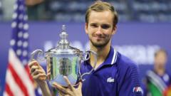 Daniil Medvedev lifts the US Open trophy