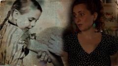 A composite image of a mother and an archive picture of a child