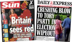 The Papers: 'Britain sees red' and 'Tory Party in election wipeout'