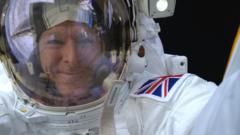 Selfie taken by Tim Peake while out on a spacewalk on the ISS