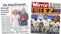 The Papers: England bid for Euro glory and Starmer’s defence plan