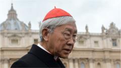 Hong Kong cardinal Joseph Zen Ze-Kiun walks on St Peter's square