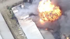 A fireball rips through the farm.