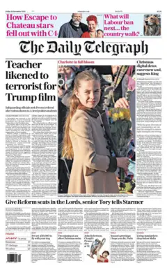 The main headline on the Daily Telegraph is