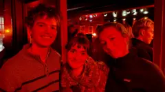 Students Lucas, Molly and Clara at the La Fontaine Jazz Club