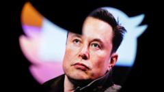 Elon Musk seen from di Twitter logo