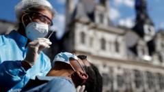 A man is tested for coronavirus in Paris, France