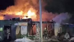 Russian firefighters tackle a blaze at Kemerovo's house for the elderly