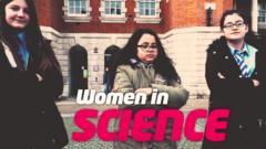 Screengab from VT showing the three young scientists Laura, Samantha and Soraya