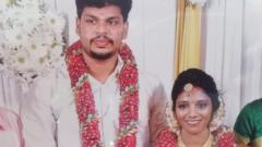 Sooraj Kumar and hiw wife Uthra at their wedding