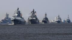 กองเรือของรัสเซีย นำโดยเรือรบแอดไมรัล กอร์ชคอฟ