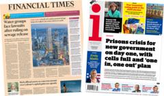 The Papers: Water firms 'facing lawsuits' and 'prisons near capacity'