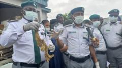 Nigeria Customs showcase di 7000 pieces of Donkey body part dem seize for Lagos airport