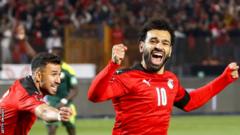 Mohamed Salah dey celebrate di Egyptian goal