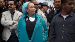 Piedad Córdoba con chaleco antibalas en Bogotá en 2014