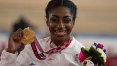 Kadeena Cox celebrating her gold