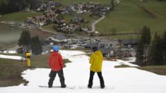 Skiing slope with artificial snow at Schwarzsee, Switzerland - 30 Dec 2022