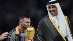 Lionel Messi and Sheikh Tamim