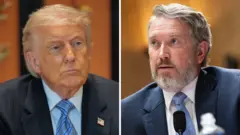 Donald Trump and Thomas Massie in a composite image, both are wearing blue suits and blue ties