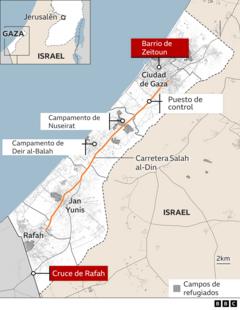 Mapa de la Franja de Gaza