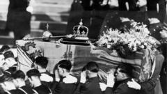 Pall bearers carry the coffin of King George VI at his funeral in 1952