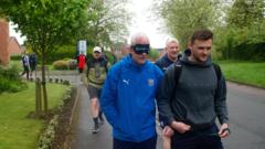 Blind footballers near end of 120-mile Wembley walk